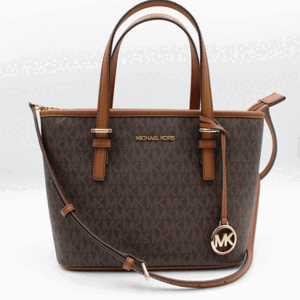 マイケルコース　MICHAEL KORS 2wayトートバッグ PVCコーティングキャンバス×レザー ブラウン