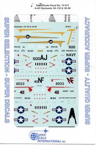 1/72 スーパースケールデカール　72-813 A-4E Skyhawks: VA-152 & VA-94