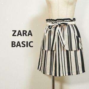 8032 ZARA BASIC ストライプスカート アイボリー/ブラック レディース F11-0123