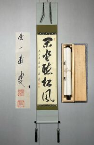 【模写】Y-987掛軸 紙本 共箱 茶掛 茶道 茶道具 華道 花道具 矢野一甫 臨済宗大徳寺派蔵雲寺住職『閑坐聴松風』