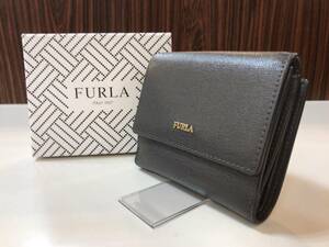 FURLA フルラ レザーウォレット 2つ折り財布 グレー JS-346603