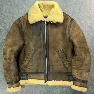 USA製 VINTAGE INSIGNIA TALON Flight Leather Jacket TYPE B-3 レザーフライトジャケット ブルゾン ムートン 裏ボア ブラウン メンズ