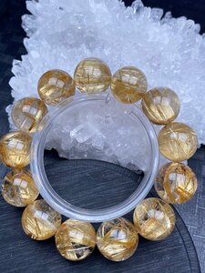 即決 0417J601 極美品★【150A黄金タイチンルチル】★ブレス 17-17.8mm（新品）