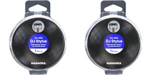 ■新品在庫処分・2個セット・未使用・送料無料■NAGAOKA DJ-44G Stylus ナガオカ DJ44G 交換針 SHURE M44G M447 レコード針 シュア レア