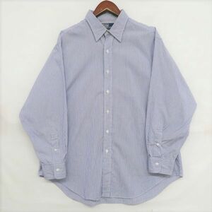 17-33 XL 程度 サイズ Polo by Ralph Lauren ポロラルフローレン 長袖 シャツ ストライプ ブルー 系 コットン 古着 ビッグサイズ 1A2901