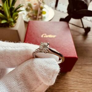 ◇カルティエ◇新品仕上済 Cartier 1895 ソリテール ダイヤモンド リング 指輪 PT950 プラチナ 0.35CT 3.0g 48 日本サイズ8号 ブランド