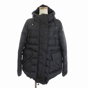 モンクレール MONCLER LUSTRE GIUBBOTTO ダウンジャケット フード スタッズ ジップアップ ワッペン ロゴ グレー 1 レディース