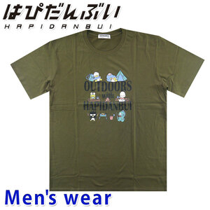 はぴだんぶい 半袖 Tシャツ メンズ ポチャッコ ペックル サンリオ グッズ HV1132-243B Mサイズ KH(カーキ)