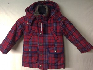 ◆13,650円の品◆KPBOY 赤チェック柄 中綿ジャケット◆サイズ100◆