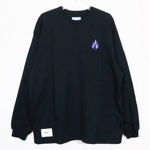 WTAPS ダブルタップス 24AW FLAMMABLE/LS/ COTTON.HWANG YUSUN 242ATDT-CSM01S ロングスリーブ Tシャツ ブラック ロンT 長袖 Janz