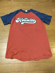 HOLLISTER ホリスター ロゴ刺繍★ヴィンテージ　ペルー製　 半袖 クルーネック Tシャツ Sz.M　メンズ　ラングランＴシャツ