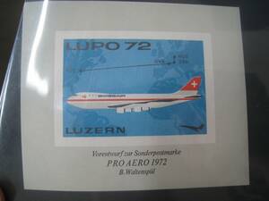 ★F107 FDC/FFC初日カバー1972 スイス航空 スイス - ニューヨーク - LUPO72