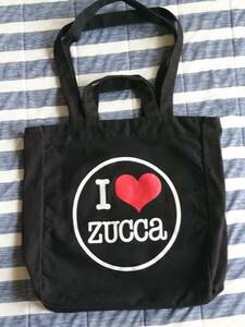 ZUCCA ズッカ トートバッグ 手提げカバン 2WAY ブラック クロ 黒 I LOVE ZUCCA キャンバス 帆布