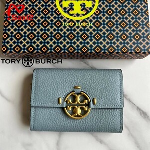 【Saxi2】美品 TORY BURCH トリーバーチ ミニウォレット レディース 二つ折り財布 コインケース アウトレット品 プルー 品質保証