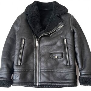 超美品 ZARA 人気 フェイクムートン ボアライダース ブラック ダブルライダース 極暖 B-3 ブルゾン ザラ フライトジャケット ブラック M