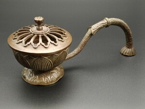 銅製置物　蓮台香炉　仏教美術　中国　銅　香道具　置物　インテリア置物　