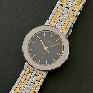 ◆ ラドー ダイヤスター RADO DIASTAR クォーツ 腕時計 152.0343.3 メンズ ウォッチ 純正ブレス 黒文字盤 デイト