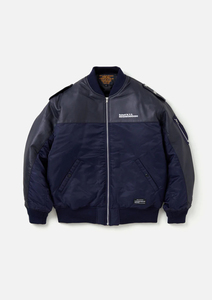 NEIGHBORHOOD　NH X Schott . LEATHER COMBI MA-1 JACKET ネイビー　サイズM　定価77000円（税込み）