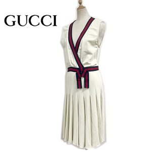 GUCCI/グッチ M ノースリーブワンピース シェリーライン カシュクール アイボリー