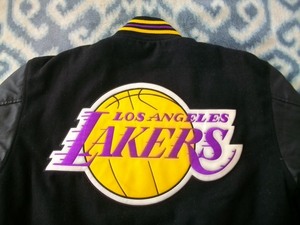 Jeff Hamilton製 ロサンゼルス レイカーズ 袖革？レザー？黒ジャケット 極美品 表記XL Los Angeles Lakers NBA ジェフハミルトン