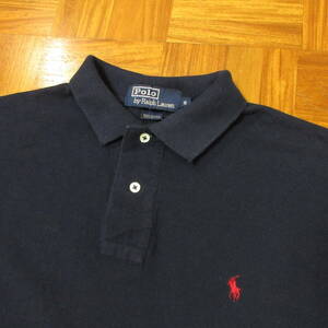 希少　90s　USA製　POLO RALPH LAUREN　ラルフローレン　ポロシャツ　ネイビー　USA製企画サイズS（大きめ）　送料230円