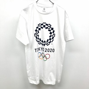 東京2020公式オリジナル商品 【新品/訳アリ】TOKYO 2020 ORIGINAL OFFICIAL MERCHANDISE Tシャツ エンブレム 丸首 半袖 綿100% M 白 メンズ