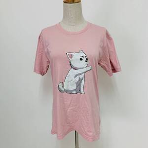 YH1792 UNIQLO ユニクロ UT メンズ 半袖 Tシャツ 丸首 前プリント ピンク Mサイズ 薄手 キャラT 日本 アニメ カジュアル 万能 USED 古着