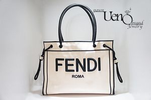 【質屋】送料無料！FENDI フェンディ ローマショッパー ミディアム キャンバストートバッグ