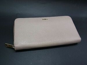 ■美品■ FURLA フルラ レザー ラウンドファスナー 長財布 ウォレット 札入れ 小銭入れ レディース ベージュ系 DE2959