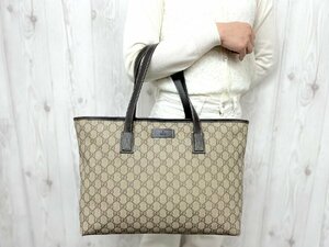 極美品 GUCCI グッチ GGスプリーム トートバッグ ショルダーバッグ バッグ レザー 茶系 A4収納可 73294