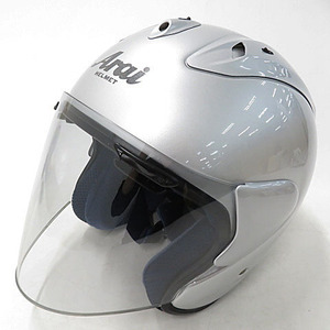 【格安】1,000円～ Arai アライ SZ-RamⅡ ジェットヘルメット シルバー系 サイズ59.60cm PSCマーク無し バイク オートバイ [M5920] 