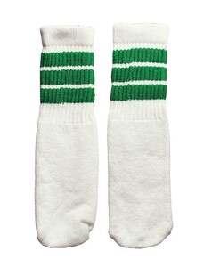 SkaterSocks (スケーターソックス) ベビー キッズ ソックス 靴下 赤ちゃん Kids White tube socks with Green stripes style 1 (10インチ)