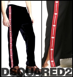 新品【 DSQUARED2 】ディースクエアード/20-21AW/Gym Fit/艶感◎目を奪われるサイドロゴテープジャージーパンツM/78-98cm相当/S74KB0476