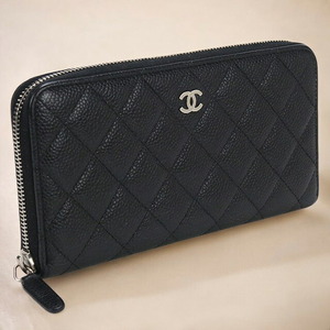 中古 シャネル 長財布ラウンドファスナー レディース ブランド CHANEL ロング ジップウォレット A50097 ブラック 財布