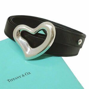 【送料無料】【本物】希少★TIFFANY＆Co.★ティファニー★オープンハートベルト★ヴィンテージ★シルバー925★レザー★シルバー×ブラック