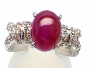 スタールビー ダイヤモンドリング Pt900 12.0g 12号　Jewelry StarRuby4.079ct Dia0.60ct Ring