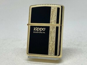 送料無料 ZIPPO[ジッポー]両面加工 Vertical Accent / BLACK GOLD 2GBK-VERZARA