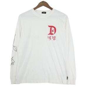 ディーゼル DIESEL ロゴ プリント Tシャツ 長袖 ロンT カットソー コットン トップス S 白 ホワイト ur44