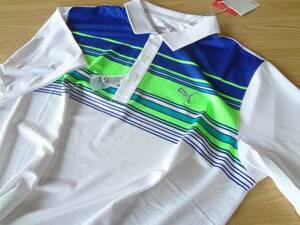 ☆☆PUMA　SS Key Stripe Polo【ホワイト S】ストライプポロ　ドライセル　UVカット　プーマ　新品