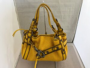 【FRANCESCO BIASIA】フランチェスコビアジア　トートバッグ　イエロー　クロシェデザイン　合成繊維生地　SY02-G87