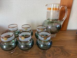 ボヘミア　グラスセット　水差し&グラス6個　未使用保管品