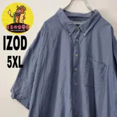 usa古着 IZOD  半袖ボタンシャツ　5XL ブルー　ホワイト　チェック