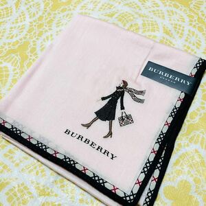 【希少】新品/BURBERRY/女の子/大判ハンカチ/正規品/綿100%/未使用/即決/匿名発送/バーバリー/ノバチェック/女性/スカーフ/コート柄/刺繍