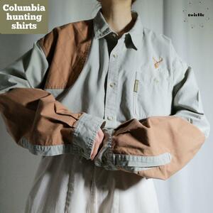 Columbia コロンビア ハンティングシャツ 長袖シャツ ワークシャツ アニマル 鹿 シカ 動物 刺繍ロゴ メンズ 2XL ビッグサイズ 古着 2873