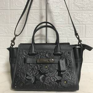 no27183 外観美品 COACH コーチ 11854 スワッガー 27 ティーローズ レザー 2WAY ショルダー ハンド トート ミニボストン バッグ ☆