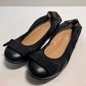 美品◎BALLY/バリー リボン バレエシューズ フラットパンプス フラットシューズ サイズ36 22.5～23cm ブラック 黒 