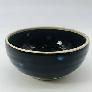 黒飯碗　茶碗 抹茶茶碗　「洋月」　和食器 茶道具 伝統工芸 陶磁器　レトロ 茶器 食器　B5