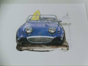 bowイラスト-089/ オースチンヒーレー スプライト MK-1 / Austin Healey Sprite MK-1//カニ目-089 