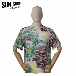 SUNSURF SS38317 138BROWN/サイズ M “LAND OF RISING SUN” サンサーフ アロハシャツ ランドオブライジングサン