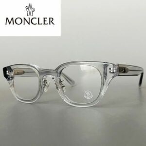 【1円スタート】 モンクレール メガネフレーム 伊達メガネ アジアンフィット MONCLER スクエア 鼻パッド クリア 度付き 眼鏡 おしゃれ 透明